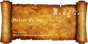 Matus Éva névjegykártya